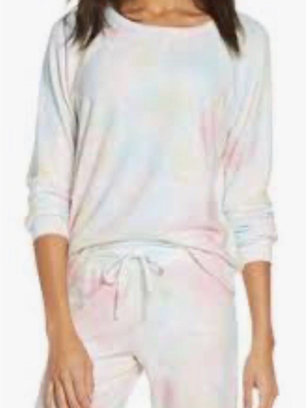 P.J. Salvage Pastel Tie-Dye Loungewear top White with Pink & Blue